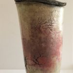 Christine Fabre, ‘Vase/boite’ (1997) raku, bois, corde, 39 cm (h)